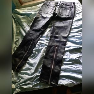 Serious Faux Leather Patchwork Jeans Size Medium